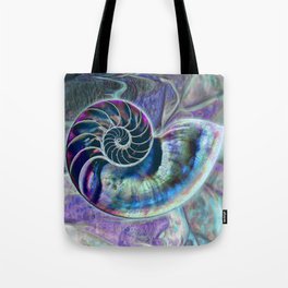 Iridescent Shell Snail Fossil Tote Bag