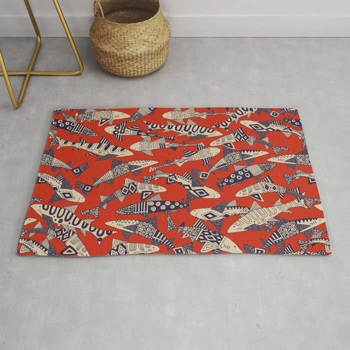 shark party red Rug