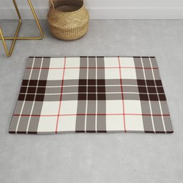 White Tartan with Black and Red Stripes Area & Throw Rug