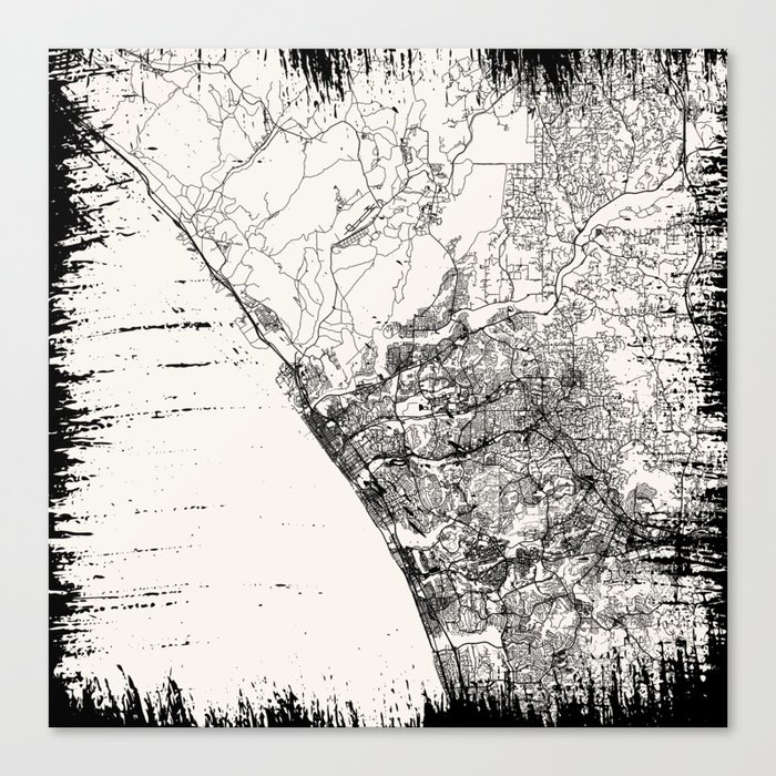USA, Oceanside. City Map Drawing Canvas Print