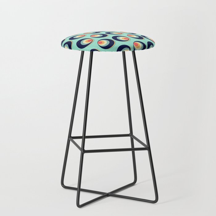 70s Retro Pattern on Turquoise Bar Stool