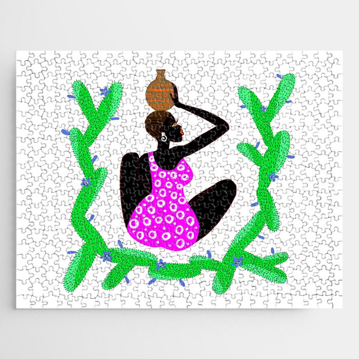 African woman with a vessel Jigsaw Puzzle