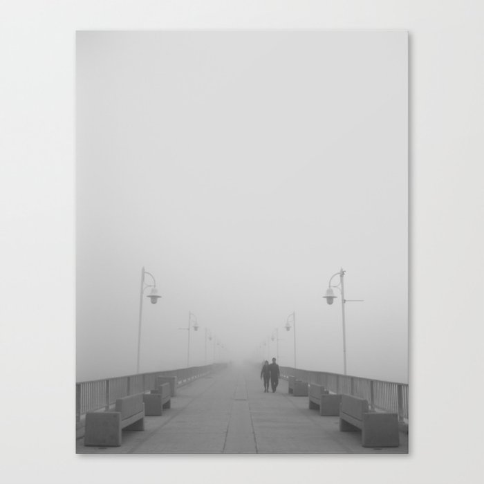 Foggy Beach Pier Walks Canvas Print
