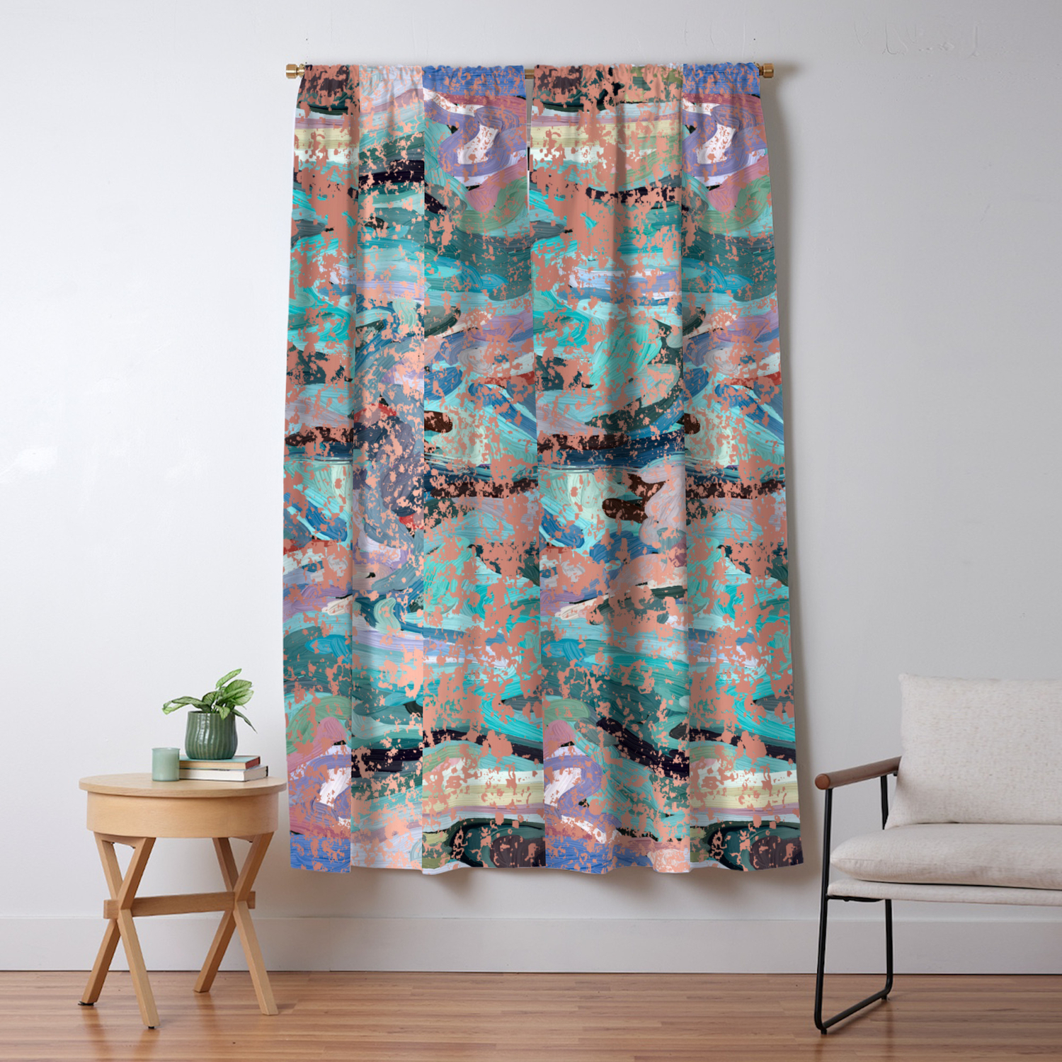 Abstract Digital Painting With Rose Gold Patina Design With By