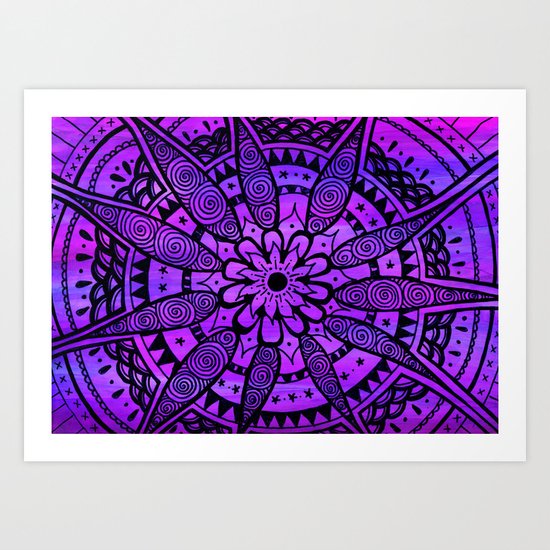 Purple Paisley Daisy Art Print