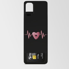 Heartbeat line with cute pink heart shaped donut illustration Android Card Case