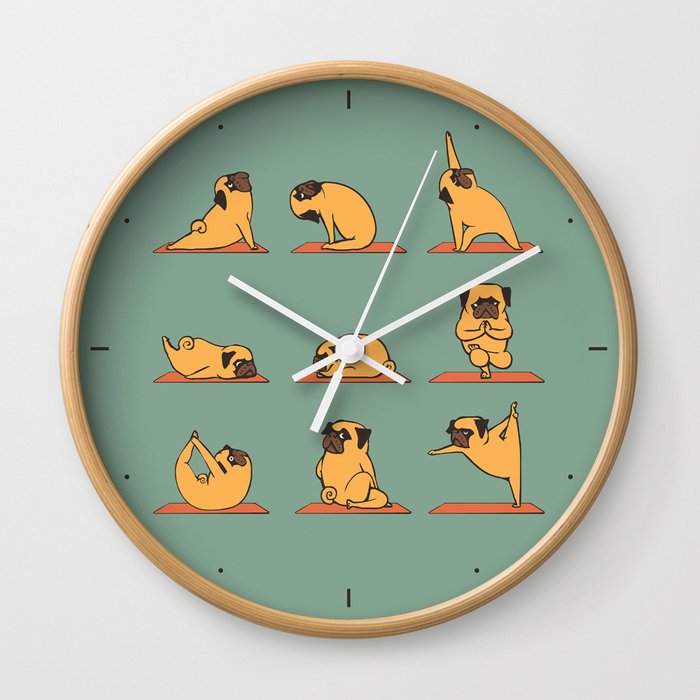 Pug Yoga Wall Clock