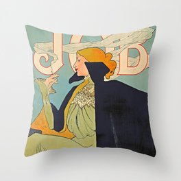 French Vintage Cigarettes Poster Throw Pillow