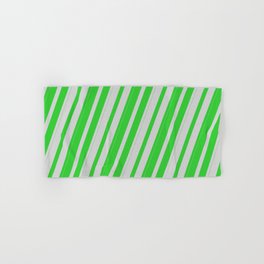[ Thumbnail: Lime Green & Light Grey Colored Lines Pattern Hand & Bath Towel ]