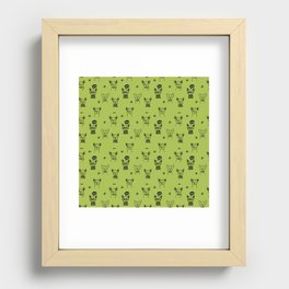Light Green and Black Hand Drawn Dog Puppy Pattern Recessed Framed Print