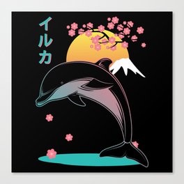 Dolphin Japan Aesthetic Canvas Print