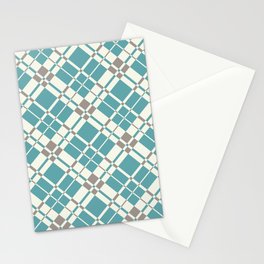 Cyan blue gingham checked Stationery Card