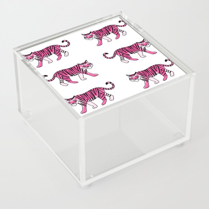 Pink Tiger Pattern Acrylic Box