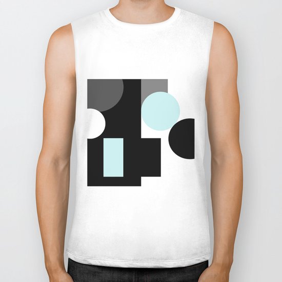 An abstract geometric pattern . Geometric shapes . Black sky blue white pattern . Biker Tank