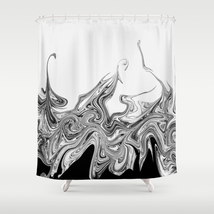 Modern Contemporary Black And White Abstract Shower Curtain By