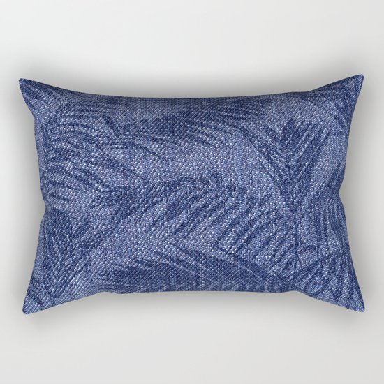 Tropical pattern on blue jeans Rectangular Pillow