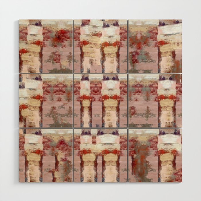 Summer in the City - abstract handmade oil painting in beautiful warm pastel colors Wood Wall Art