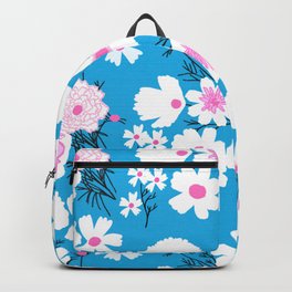 Retro Modern Spring Flowers Turquoise and Pink Backpack