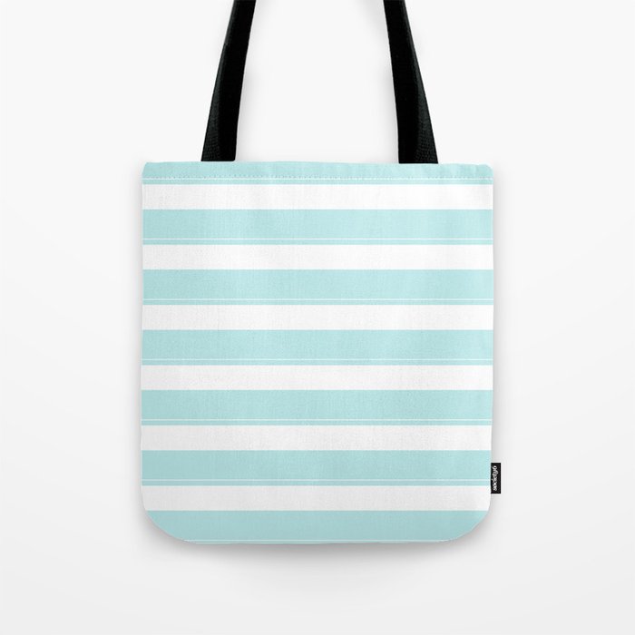 Striped 2 - turquoise stripes on white Tote Bag