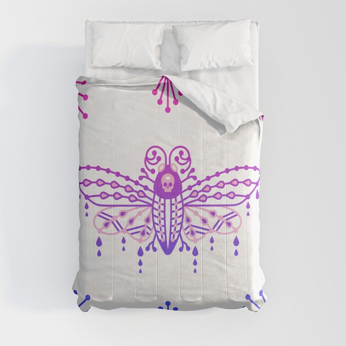 Death's Head Hawkmoth – Pink & Purple Ombré Comforter