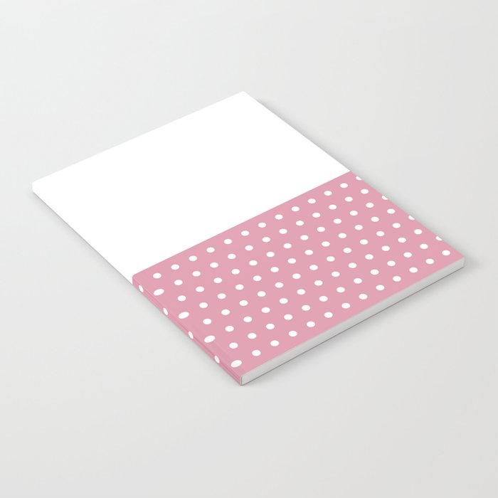Polka Dots on Blush Pink and White Horizontal Split Notebook