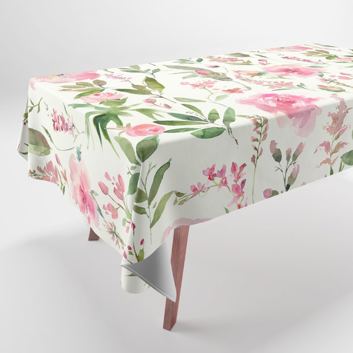 English Pink Flower Garden Tablecloth