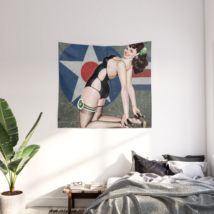 WWII Nose Art Aviation Vintage Pinup Girl Wall Tapestry by Pinup Lighters Society6