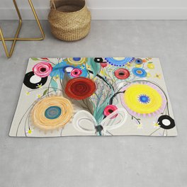 You know you'll be alright - Cream beige still life ribbon botanic poppies Area & Throw Rug