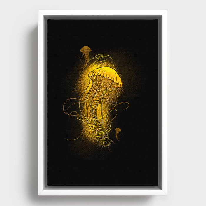 Cool Jellyfish Illustration Framed Canvas
