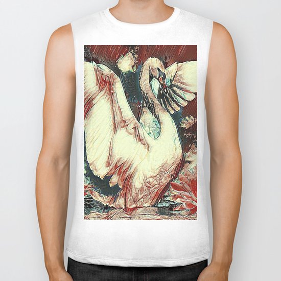 WHITE SWAN BROWNS & GREY MODERN ART DESIGN Biker Tank