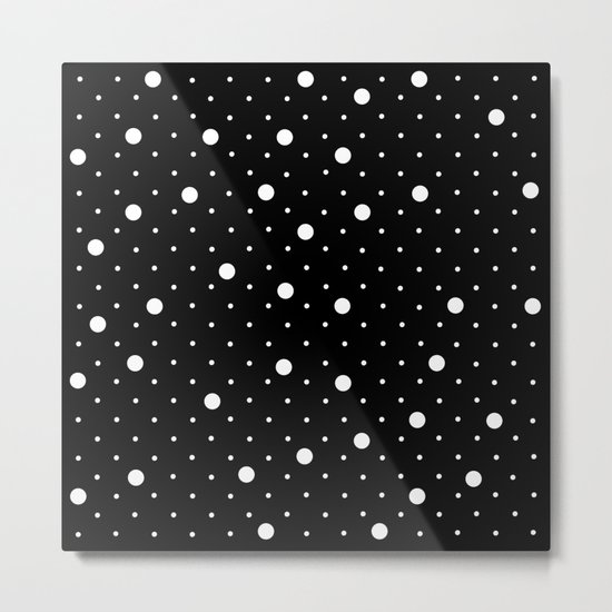 Pin Point Polka Dots White on Black Metal Print