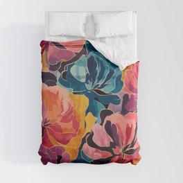 Colorful Pink and Blue Decorative Floral Duvet Cover