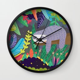 Sloth in nature Wall Clock