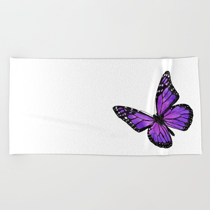 Purple butterfly Beach Towel