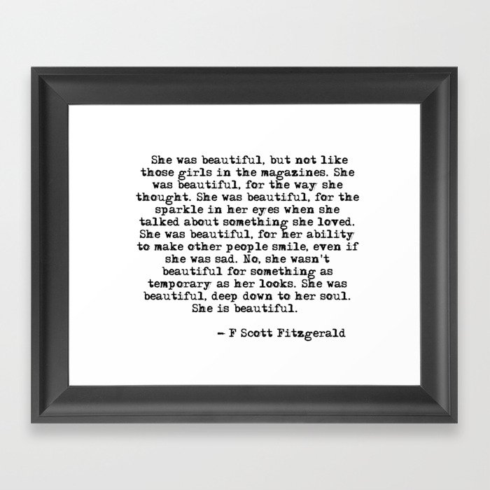 Framed Art Prints Society6 She Was Beautiful Fitzgerald E Framed Art Print