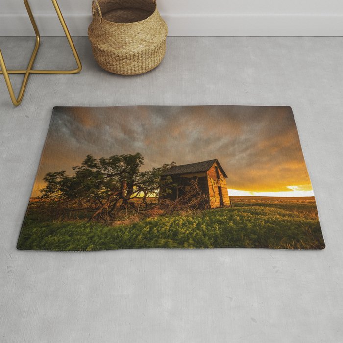 Basking In The Glow Old Barn In Warm Sunlight In Oklahoma Rug By