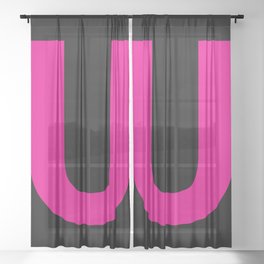 Letter U (Magenta & Black) Sheer Curtain