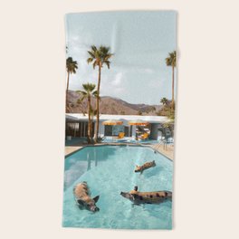 Pig Poolside Party Beach Towel