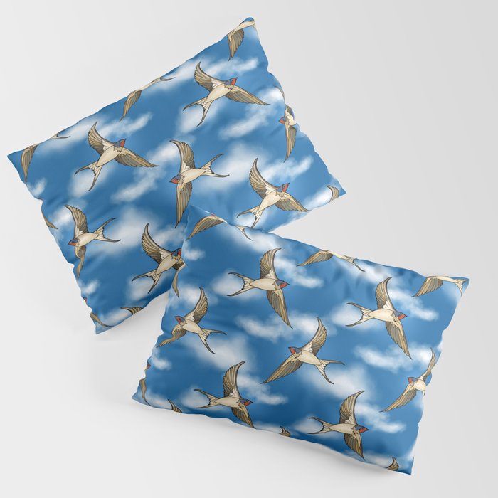 Swallows In the Sky  Pillow Sham