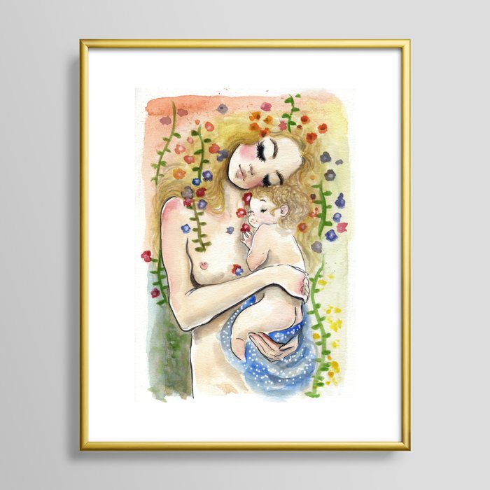 Klimt6 : Mother and Child Framed Art Print