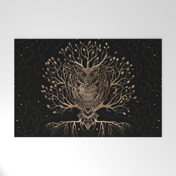 The Golden Owl Tree Welcome Mat