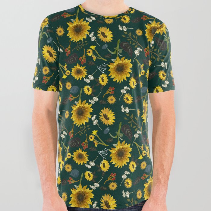 night sunflowers All Over Graphic Tee