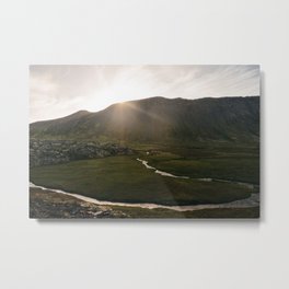 The sun behind the mountains | Icelandic landscape Metal Print