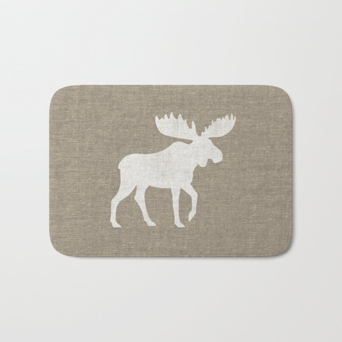 White Moose Silhouette Bath Mat