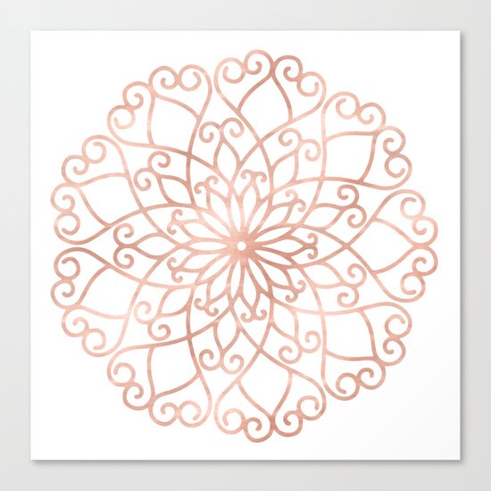 Mandala Rose Gold Pink Flower Canvas Print
