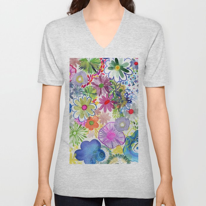 floral hurricane V Neck T Shirt