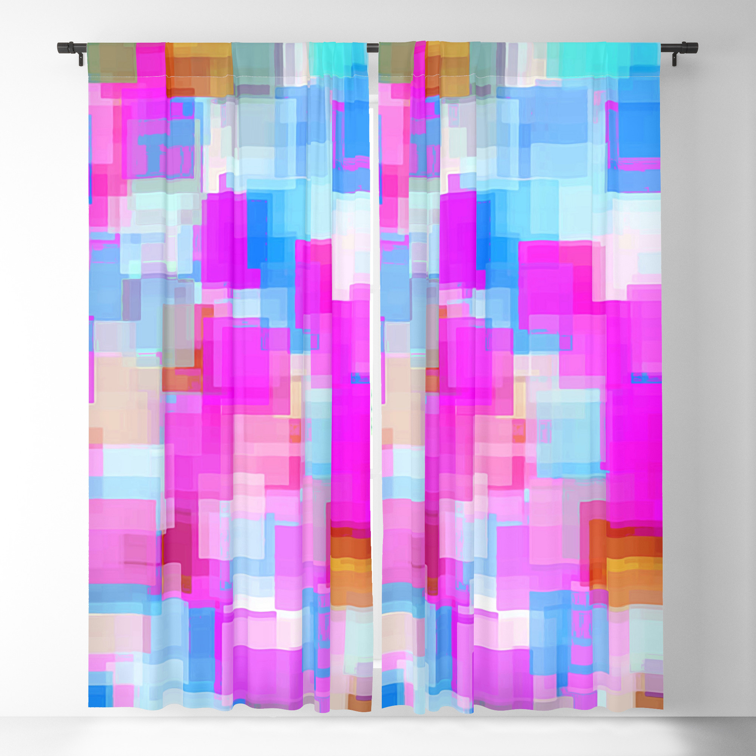 Geometric Square Pattern Abstract Background In Pink And Blue