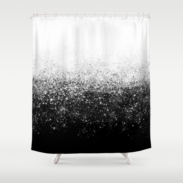 fading paint drops - black and white - spray painted color splash Shower Curtain