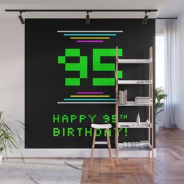 [ Thumbnail: 95th Birthday - Nerdy Geeky Pixelated 8-Bit Computing Graphics Inspired Look Wall Mural ]