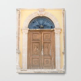 Historical Church Door | Monestary door with woodwork Metal Print
